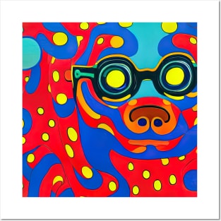 Beautiful dog in mirrored sunglasses Posters and Art